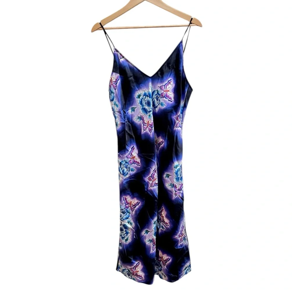 Fleur Du Mal Butterfly Silk Slip Dress